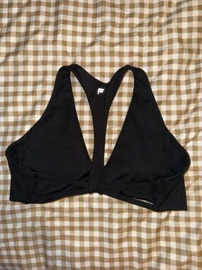 Fabletics Black Racerback Sports Bra with V-Front